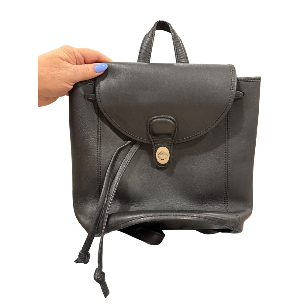 Vintage Coach SportsCoach NYC Black Leather Daypack Backpack USA Hangtag
